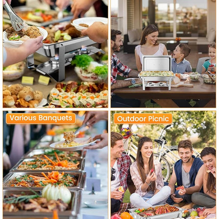Takywep Lot de 4 réchauds de buffet de 8 litres en acier inoxydable avec bac à eau, pour mariages, fêtes, banquets et traiteur