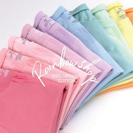 HonestBaby 10-Pack Organic Cotton Short Sleeve T-Shirts, Rainbow Girl, 0-3 Months