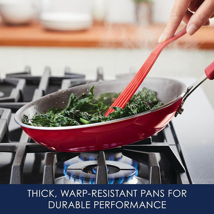 Rachael Ray Cook + Create Nonstick Cookware/Pots and Pan Set, 10 Piece, Red