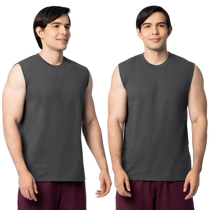 Débardeurs homme en coton Eversoft Fruit of the Loom, respirants et anti-humidité avec contrôle des odeurs, tailles S-4x, lot de 2, noir chiné, XXL (lot de 2)