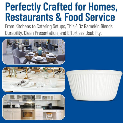 Carlisle FoodService Products Plastic Ramekins, Sauce Bowl, Condiment Bowl with Stain Resistant for Catering, Kitchen, Restaurant, 4 Ounces, White, (Pack of 48)