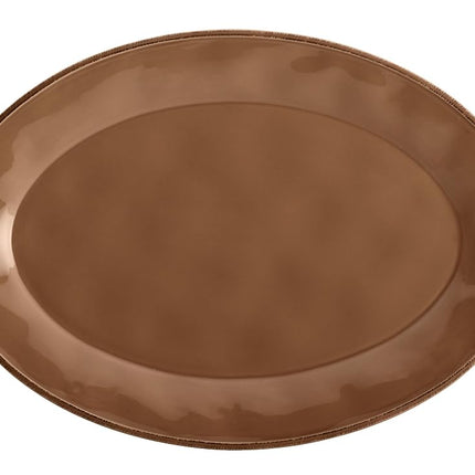 Bandeja ovalada de gres Rachael Ray Cucina de 25,4 x 35,5 cm, color marrón champiñón