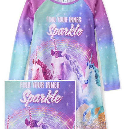 The Children's Place Girls Long Sleeve Nightdress 1 Piece, Neon Berry, XXL