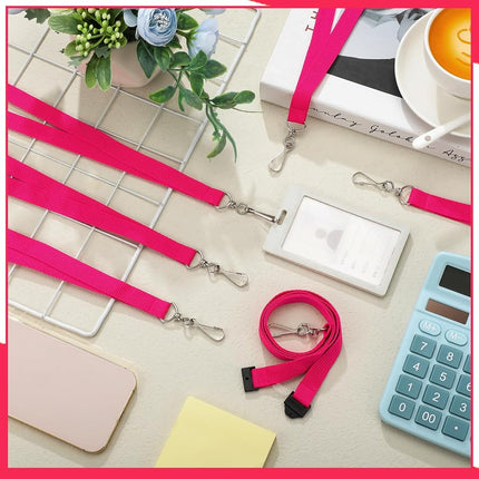 Patelai 60 Pcs Breakaway Lanyards with J Hook, Hot Pink