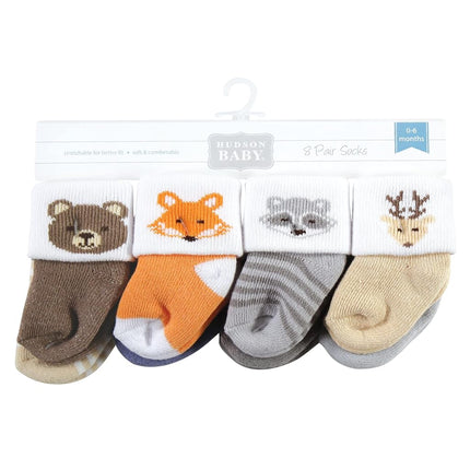 Hudson Baby Calcetines de Felpa y Algodón Rico para Recién Nacidas, Diseño Bosque, 6-12 Meses