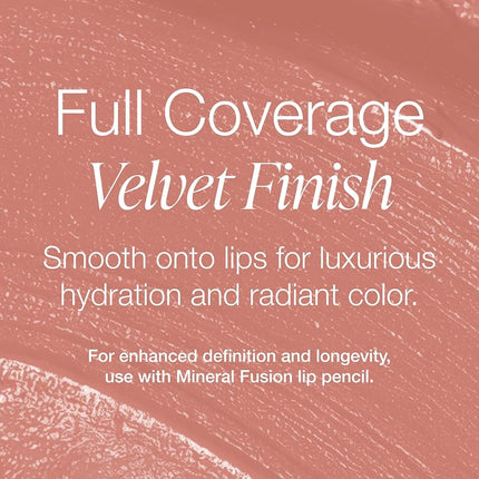 Mineral Fusion Long-Lasting Lipstick, Vivid & Smudge-Free Lip Color with Avocado Oil, Cocoa Seed Butter, Free of FD&C Dyes, Paraben and Gluten, Prosecco
