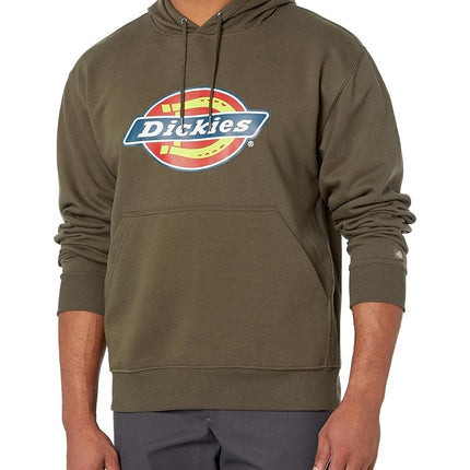 Dickies Men's Big & Tall Water Repellent Tri-Color Logo Hoodie, Moss Green, Large Tall