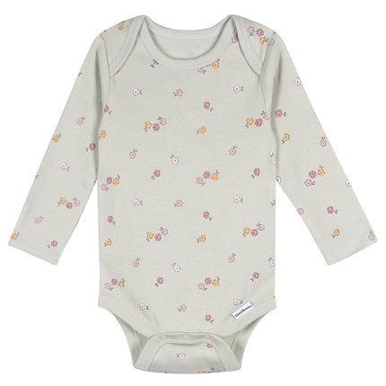 Gerber Baby Girls' 6-Pack Long-Sleeve Onesies Bodysuits, Wildflower, 0-3 Months