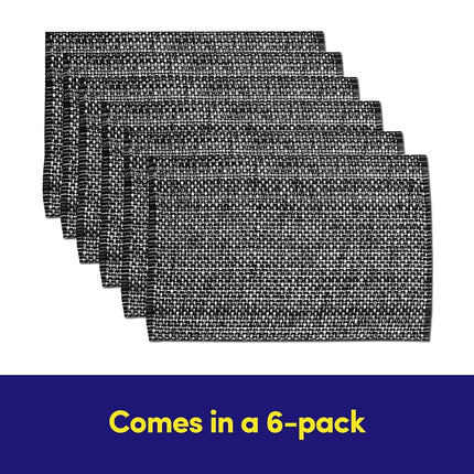 Sweet Home Collection Trends Two Tone 100% Cotton Woven Placemat (6 Pack), 13" x 19", Black