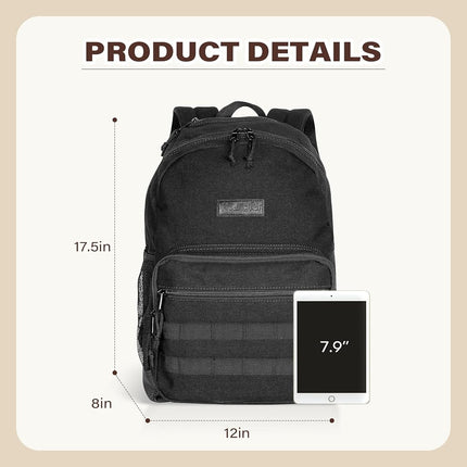 Wrangler Backpack for Men and Women, Casual Daypack for Travel, Work School，Laptop Backpack, Black, L, Modern, Minimalist