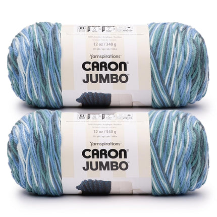 Caron Jumbo Seafoam Yarn - 2 Pack of 340g/12 oz - 100% Acrylic - #4 Worsted (Medium) - 595 Yards - Knitting/Crochet