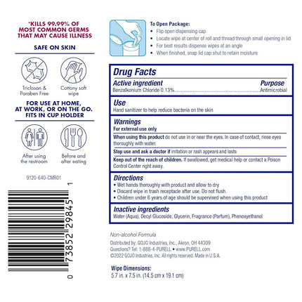 PURELL Hand and Face Sanitizing Wipes - Clean Refreshing Scent Non-Alcohol Wipes 40 Count Canisters (Case of 6) - 9120-06-CMR