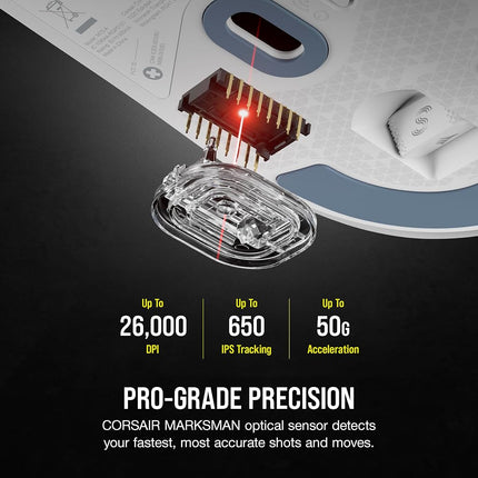 Corsair M75 AIR Wireless Ultra-Light FPS Gaming Mouse � 26,000 DPI � Ultra-Fast Input � Symmetric Shape � iCUE Compatible � PC, Mac � White