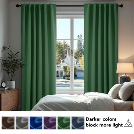 Deconovo Short Blackout Curtains for Small Windows Thermal Insulated Rod Pocket and Back Tab Curtains 42Wx45L Inch Dark Forest 2 Panels