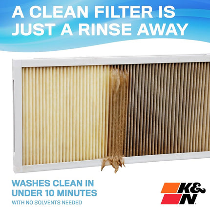 K&N 20x20x1 HVAC Furnace Air Filter, Lasts a Lifetime, Washable, Merv 11, the Last HVAC Filter You Will Ever Buy, Breathe Safely at Home or in the Office, HVC-12020