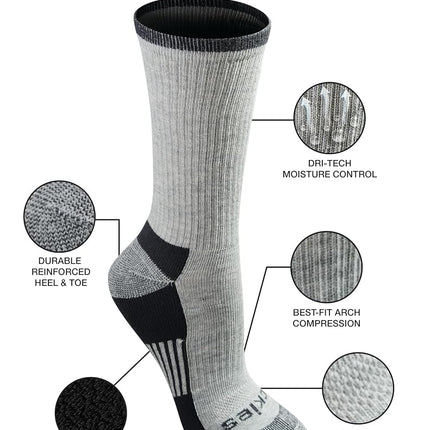 Dickies Women's Dritech Advanced Moisture Wicking Crew Sock (6/12 Packs), Grey Assorted (6 Pairs), X-Large