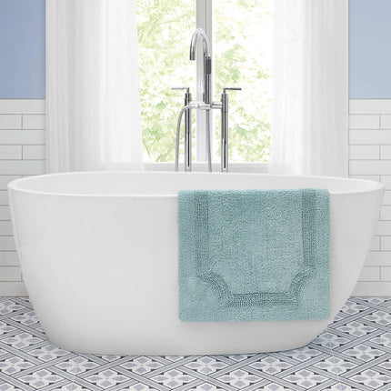 Laura Ashley Bath Rug - Reversible Cotton Bath Mat | Premium Bathroom D�cor | Machine Washable Bathroom Rug |Highly Absorbent | Aqua, 17"x24"/20"x32" 2-Piece Set