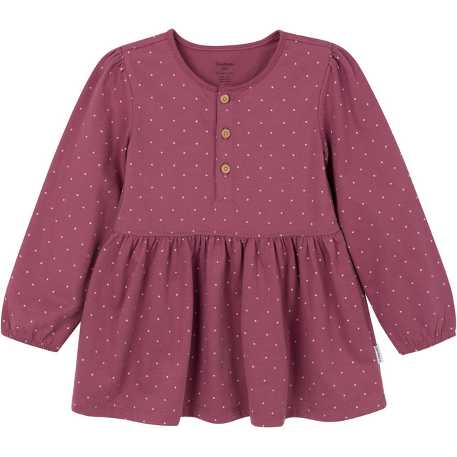 Gerber Baby Girls Toddler Girls' 3-piece (2 Tunics and Legging) Set3-Piece (2 Tunics and Legging) Set, Brown/Violet, 4T