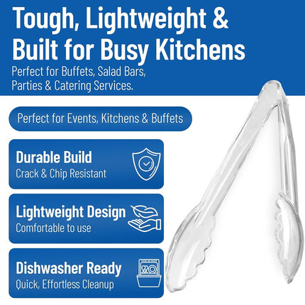Carlisle 410907 Carly® Utility Tong, 9", Clear (Pack of 12)