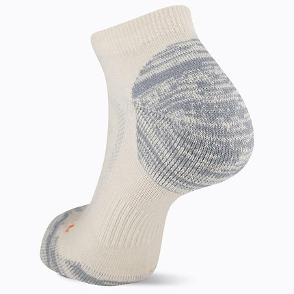 Merrell Chaussettes de randonnée basses en laine rembourrées pour homme et femme – 1 paire – Soutien respirant de la voûte plantaire, blanc murmure, petit-moyen