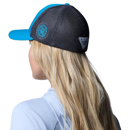 Columbia Unisex PFG Logo Mesh Ball Cap, Blue Echo/Shark/Anthem Graphic, Large/X-Large, Blue Echo/Shark/Anthem Graphic, L-XL