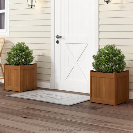 Furinno Tioman Hardwood Outdoor Flower Box, Planter Stand in Teak Oil, Natural