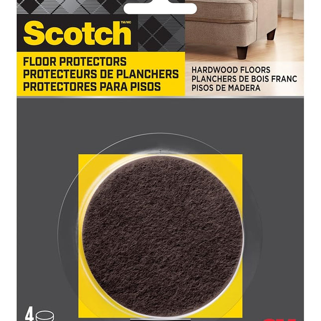 Scotch SP828-NA Felt Pads Diameter, Brown, 4/Pack, 3" Round