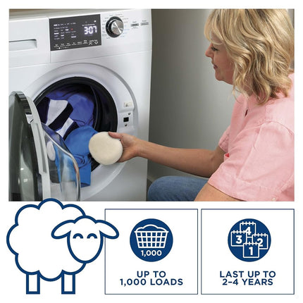 GE Appliances Wool Dryer Balls, XL Reusable Natural Fabric Softener Made of 100% Pure New Zealand Wool, Set of 3
