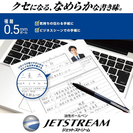 Bolígrafo Uni Jetstream Slim Compact, 3 colores (negro, rojo, azul) 0.5 mm, cuerpo negro (SXE3JSS05.24)