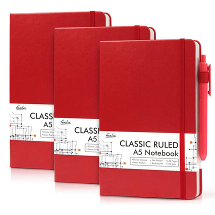 3 Pack Notebooks Journals Bulk with 3 Black Pens, 