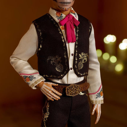 Barbie Signature Ken Doll, Día De Muertos 2025 Collectible with Cream Shirt, Black Vest and Trousers, Sombrero and Calavera Face Paint, JBJ06