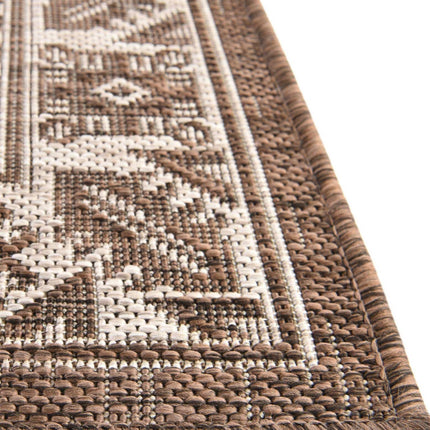 Unique Loom Outdoor Aztec Collection Area Rug - Chalca (5' 3" Square, Brown/Ivory)