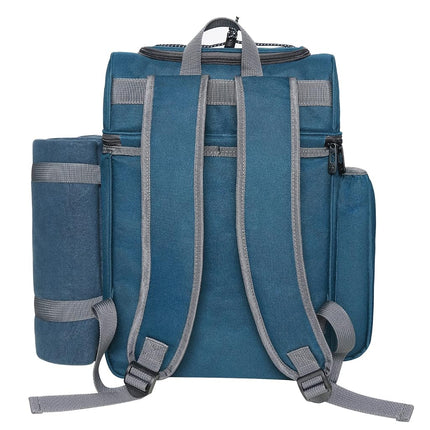 Hap Tim Picnic Basket Backpack for 2 With Insulated Cooler, Wine Holder, Fleece Blanket, Cutlery Set - Engagement, Mr and Mrs, Couples Gift - Blue (36083-BL2)