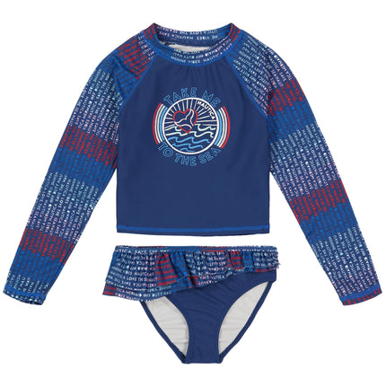 NAUTICA Girl's Two-Piece Rashguard Swimsuit Set, U