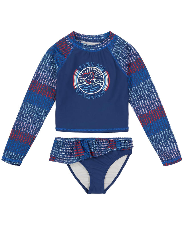 NAUTICA Girl's Two-Piece Rashguard Swimsuit Set, U