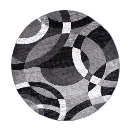 Rugshop Contemporary Abstract Circles Perfect for high Traffic Areas of Your Living Room,Bedroom,Home Office,Kitchen Round Area Rug 8' Gray