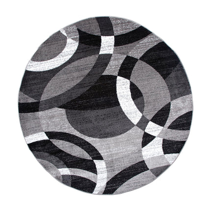 Rugshop Contemporary Abstract Circles Perfect for high Traffic Areas of Your Living Room,Bedroom,Home Office,Kitchen Round Area Rug 8' Gray