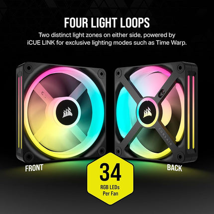 Corsair iCUE LINK QX120 RGB 120mm Magnetic Dome RGB Fans - Triple Fan Starter Kit with iCUE LINK System Hub - Black
