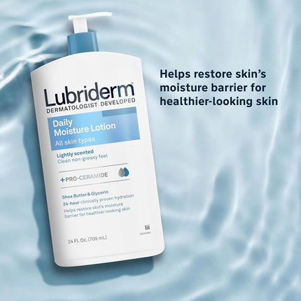 Lubriderm Daily Moisture Hydrating Body and Hand Lotion with Vitamin B5, Non-Greasy, 24 fl. oz