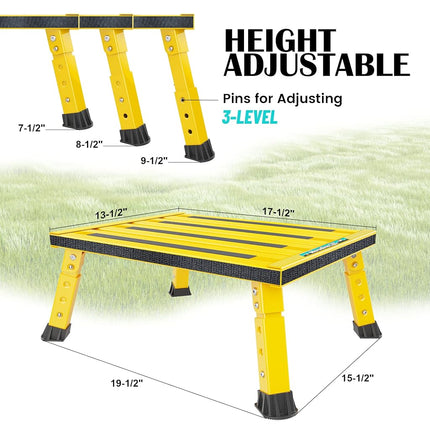 Marudina Large Platform RV Step with Cloth Cover and Anti-Slip Surface, 3-Level Adjustable Height, Light Aluminum Folding Step Stool, Supports Up to 1,000 lb - Ideal for RV and Multi-Use Scenarios