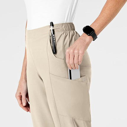 WonderWink 5155TKHAKXLT W123 Women's Flat Front Double Cargo Pant, Khaki, Tall-XL Size