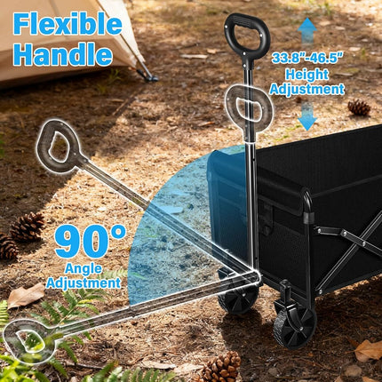 LIAPOTT Wagons Carts Foldable, 360lbs Collapsible Grocery Wagon Cart, Black