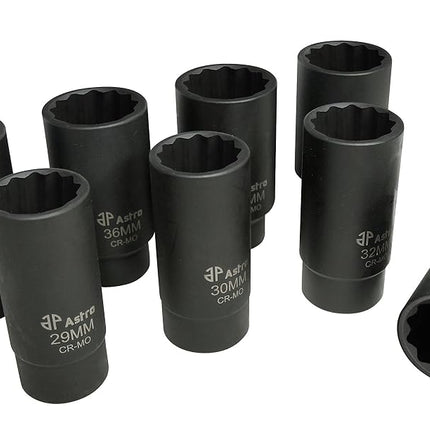 Astro Pneumatic Tool 78868 12-Point Axle Nut Socket Set (8 Piece)