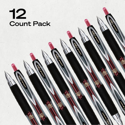 uni-ball 207 Retractable Gel Pens, Micro Point (0.5mm), Red, 12 Count