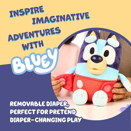 Bluey Toys, Care and Cuddle Baby Plush Toy, 11", 10 Sounds, Ages 3+