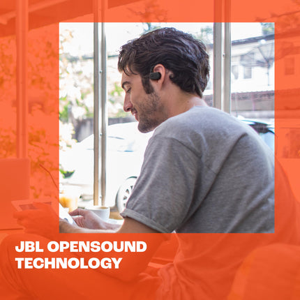 JBL SoundGear Sense - Auriculares abiertos verdaderamente inalámbricos, tecnología JBL OpenSound, resistentes a salpicaduras y polvo, 4 micrófonos para llamadas nítidas y claras, hasta 24 horas de batería, además de carga rápida (negro)