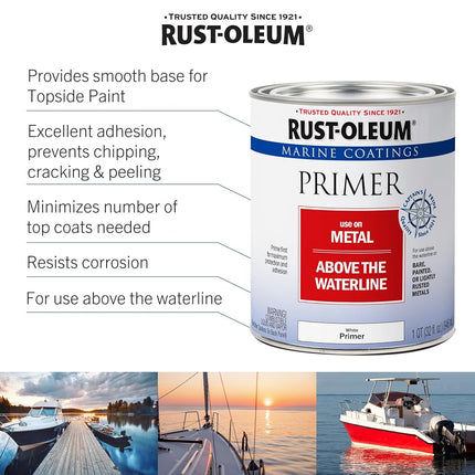 Rust-Oleum 207016 Imprimación Metálica Marina, Cuarto, Blanco, 1 Cuarto (Paquete de 1)