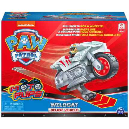 PAW PATROL Moto Pups Wildcat Figura con motor extraíble con función de caballito - Coche de juguete