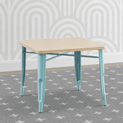 Mesa de juego para niños Delta Children Bistro - Ideal para manualidades, la hora de la merienda, la educación en casa, los deberes y más, metal aguamarina/abedul natural