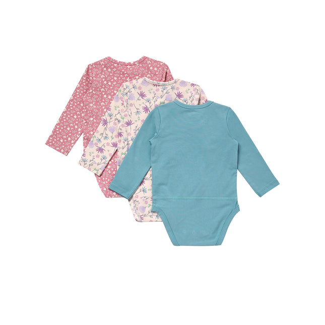 Hanes Mamelucos de Manga Larga Unisex para Bebé Pure Comfort, Mamelucos para Bebés, Niños y Niñas, Paquete de 3, Rosa/Rubor/Azul, 9 MESES